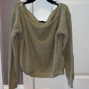 Pretty Little Thing Grey Off the Shoulder Knitted Sweater, Size M